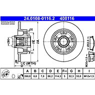 ATE 408116 brake disc 24.0108-0116.2, set of 2 - Brake Disc