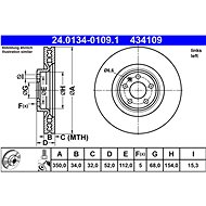 ATE 434109 brake disc 24.0134-0109.1, set of 2 - Brake Disc