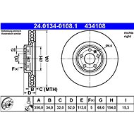 ATE 434108 brake disc 24.0134-0108.1, set of 2 - Brake Disc