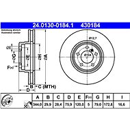 ATE 430184 brake disc 24.0130-0184.1, set of 2 - Brake Disc