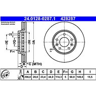 ATE 428287 brake disc 24.0128-0287.1, set of 2 - Brake Disc