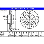 ATE 432137 brake disc 24.0132-0137.1, set of 2 - Brake Disc