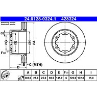 ATE brake disc 24.0128-0324.1, set of 2 - Brake Disc