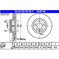 ATE 432116 brake disc 24.0132-0116.1, set of 2 - Brake Disc