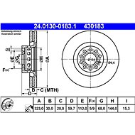 ATE 430183 brake disc 24.0130-0183.1, set of 2 - Brake Disc