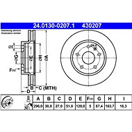ATE 430207 brake disc 24.0130-0207.1, set of 2 - Brake Disc