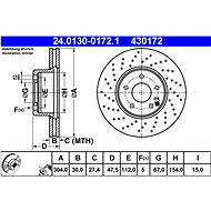 ATE 430172 brake disc 24.0130-0172.1, set of 2 - Brake Disc