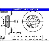 ATE 420185 brake disc 24.0120-0185.1, set of 2 - Brake Disc