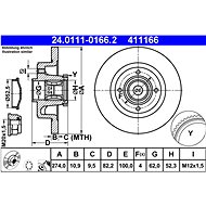 ATE 411166 brake disc 24.0111-0166.2, set of 2 - Brake Disc