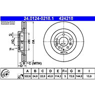 ATE 424218 brake disc 24.0124-0218.1, set of 2 - Brake Disc