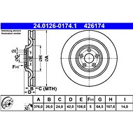 ATE 426174 brake disc 24.0126-0174.1, set of 2 - Brake Disc