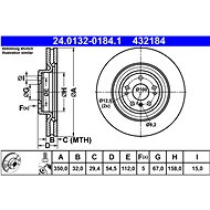 ATE 432184 brake disc 24.0132-0184.1, set of 2 - Brake Disc