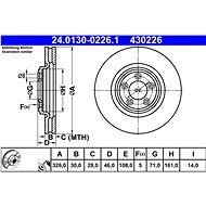 ATE 430226 brake disc 24.0130-0226.1, set of 2 - Brake Disc