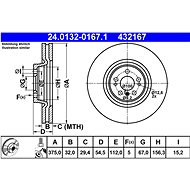 ATE 432167 brake disc 24.0132-0167.1, set of 2 - Brake Disc