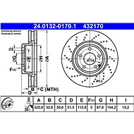 ATE 432170 brake disc 24.0132-0170.1, set of 2 - Brake Disc