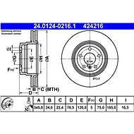 ATE 424216 brake disc 24.0124-0216.1, set of 2 - Brake Disc