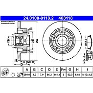 ATE 408118 brake disc 24.0108-0118.2, set of 2 - Brake Disc