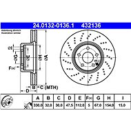 ATE 432136 brake disc 24.0132-0136.1, set of 2 - Brake Disc