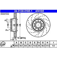 ATE 430185 brake disc 24.0130-0185.1, set of 2 - Brake Disc