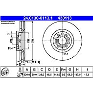 ATE 430113 brake disc 24.0130-0113.1, set of 2 - Brake Disc