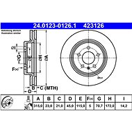 ATE 423126 brake disc 24.0123-0126.1, set of 2 - Brake Disc