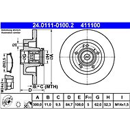 ATE 411100 brake disc 24.0111-0100.2, set of 2 - Brake Disc