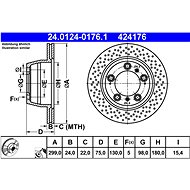 ATE 424176 brake disc 24.0124-0176.1, set of 2 - Brake Disc