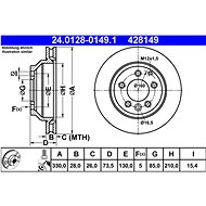 ATE 428149 brake disc 24.0128-0149.1, set of 2 - Brake Disc
