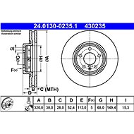 ATE 430235 brake disc 24.0130-0235.1, set of 2 - Brake Disc