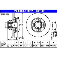 ATE 408117 brake disc 24.0108-0117.2, set of 2 - Brake Disc