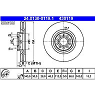 ATE 430119 brake disc 24.0130-0119.1, set of 2 - Brake Disc
