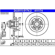 ATE 411174 brake disc 24.0111-0174.2, set of 2 - Brake Disc