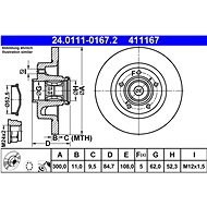 ATE 411167 brake disc 24.0111-0167.2, set of 2 - Brake Disc