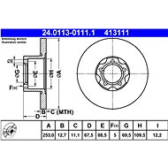ATE 413111 brake disc 24.0113-0111.1, set of 2 - Brake Disc