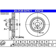 ATE 430215 brake disc 24.0130-0215.1, set of 2 - Brake Disc
