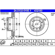 ATE 432150 brake disc 24.0132-0150.1, set of 2 - Brake Disc