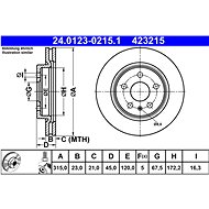 ATE 423215 brake disc 24.0123-0215.1, set of 2 - Brake Disc