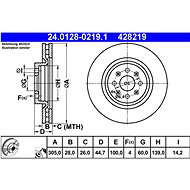 ATE 428219 brzdový kotouč 24.0128-0219.1, sada 2 ks - Brake Disc