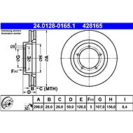 ATE 428165 brake disc 24.0128-0165.1, set of 2 - Brake Disc
