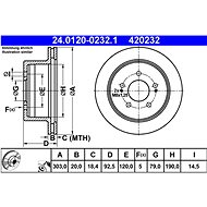 ATE 420232 brake disc 24.0120-0232.1, set of 2 - Brake Disc