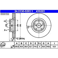 ATE 430203 brake disc 24.0130-0203.1, set of 2 - Brake Disc