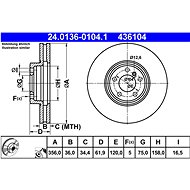 ATE 436104 brake disc 24.0136-0104.1, set of 2 - Brake Disc