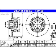ATE 411180 brake disc 24.0111-0180.2, set of 2 - Brake Disc