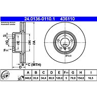ATE 436110 brake disc 24.0136-0110.1, set of 2 - Brake Disc