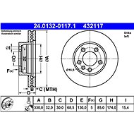 ATE 432117 brake disc 24.0132-0117.1, set of 2 - Brake Disc