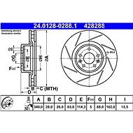 ATE 428288 brake disc 24.0128-0288.1, set of 2 - Brake Disc