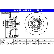 ATE 411186 brake disc 24.0111-0186.2, set of 2 - Brake Disc
