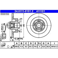 ATE 411181 brake disc 24.0111-0181.2, set of 2 - Brake Disc
