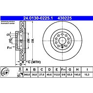 ATE 430225 brake disc 24.0130-0225.1, set of 2 - Brake Disc