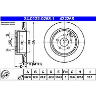 ATE 422268 brake disc 24.0122-0268.1, set of 2 - Brake Disc